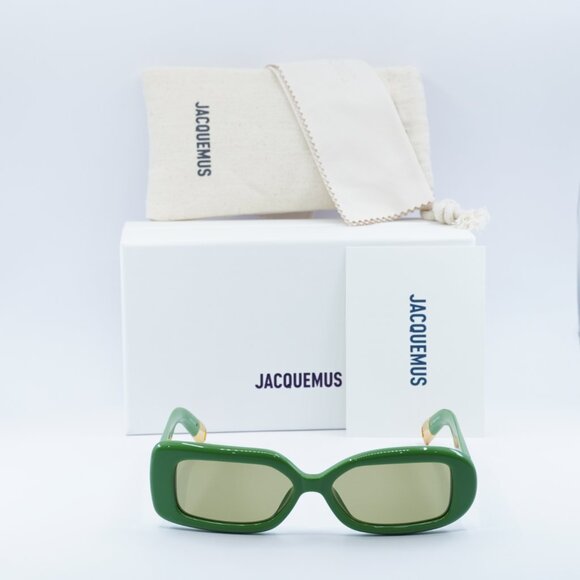 Jacquemus ROND CARRE JAC/11 C3 Rectangle Sunglasses - Jade Green/Green - Picture 4 of 12